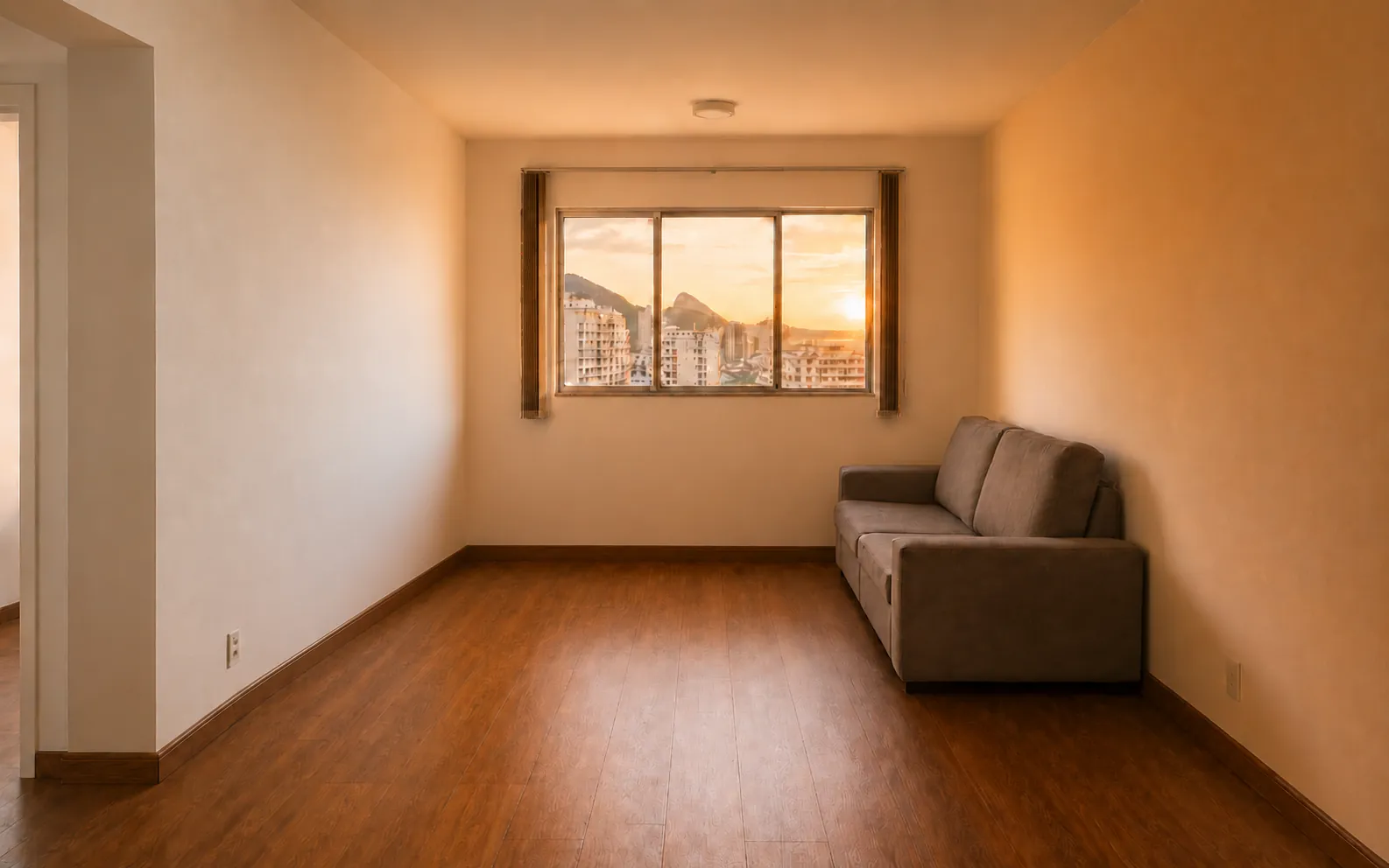 Depois: ambiente renovado com piso laminado Lamiart